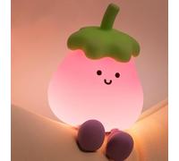 Veilleuse pour enfants, veilleuse à 3 niveaux à intensité variable, jolies lampes en silicone, aubergine rechargeable, lampe de chevet tactile pour allaitement, chambre de bébé, décoration de chambre