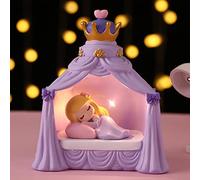 Veilleuse Princesse Chambre Lampe,Veilleuse bébé en résine mignonne en conte de fées,Table de Chevet Veilleuse Décoration,pour le cadeau d'anniversaire d'enfants fille Décoration de maison (Violet)