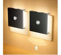 Veilleuse Prise Electrique,2PCS Veilleuse Enfant,Dimmable Veilleuse Detecteur de Mouvement avec Fonction Mémoire,2700K, Noir
