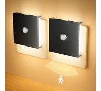 Veilleuse Prise Electrique, 2pcs Veilleuses Enfant, Dimmable Veilleuse Detecteur De Mouvement Avec Fonction Mémoire, 2700k Blanc Chaud Pour Chambre Cuisine Escalie-Noir