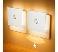 Veilleuse Prise Electrique, 2PCS Veilleuse Enfant, Dimmable Veilleuse Detecteur de Mouvement avec Fonction Mémoire, 2700K Blanc Chaud Veilleuse Prise Veilleuse Bébé pour Chambre Cuisine Escalie-Blanc