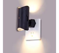 Veilleuse Prise Electrique LED avec capteur crépusculaire, blanc chaud 3000K Dimmable Up Down éclairage Lumière d'escalier Luminosité réglable Lampe de nuit pour chambre couloir salle de bain,1pac