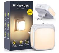 Veilleuse Prise Electrique, Lot de 2 Veilleuses LED avec Capteur de Crépuscule, Luminosité réglable, Veilleuse Enfant pour Chambre, Cuisine, Couloir, Escalier, Salon, Blanc Chaud