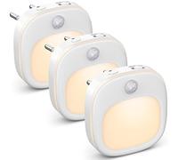 Veilleuse Prise Electrique [Lot de 3], Gradation Progressive Lampe Detecteur de Mouvement Interieur, Chaud/Blanc/Mixte Veilleuse LED Bon pour Couloir Escalier Chambre à Coucher Cuisine Chambre Denfant