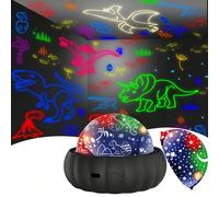 Veilleuse projecteur 2 en 1, lampes de chambre pour chambre à coucher, projecteur de lune et d"étoiles et de dinosaures, rotation à 360°, changement de couleurs, lumières de Noël pour cadeau le meille