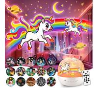 Veilleuse Projecteur Bébé Musicale ACELIFE - 360° Rotation, 12 Films, Télécommande, Rechargeable - Cadeau Nouveau-né/Noël