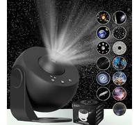 Veilleuse projecteur d'étoiles - Projecteur d'univers rotatif à 360° avec image galaxie HD, puits de lumière 12 en 1 pour chambre à coucher