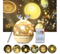 Veilleuse projecteur musical LED pour enfants avec télécommande - 8 chansons - Voûte étoilée de nuit