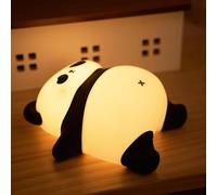 Veilleuse rechargeable en forme de panda mignon, 3 niveaux à intensité variable avec minuterie, lumière en silicone pour allaitement, décoration de bébé, enfants, lampes spongieuses pour filles,