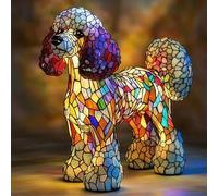 Veilleuse rétro en forme de caniche en résine pour chien, sculpture d'animaux mignons, lampe d'ambiance pour décoration de maison, veilleuse en forme de chien de table