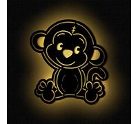 Veilleuse singe I Lampe murale pour chambre d'enfant Panneau pour enfant fille garçon I Bois MDF Fonctionnement à piles