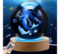 Veilleuse sirène 80 mm pour enfants, cadeaux pour filles, illusion 3D, lumière LED, télécommande, 16 changements de couleur, intensité variable, cadeau de Noël pour fille et garçon