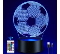 Veilleuse Soccer Kids, lampe 3D Football à illusion d'optique avec minuterie et télécommande, 16 couleurs changeantes, superbe décoration de chambre pour les fans de sport, les tout-petits, les hommes