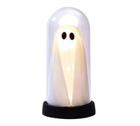 Veilleuse Specter enfermée dans un dôme en verre pour la décoration d'Halloween, offrant une lueur douce qui complète la cheminée, le salon ou les arrangements de table (coloré)