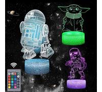 Veilleuse Star Wars Avec Illusion 3d 3 Motifs Et 16 Changements De Couleur Mise Hors Tension Automatique Avec Smart Touch Et Télécommande Pour Décoration D'intérieur Cadeau Star Wars Pour Garçons