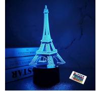Veilleuse Tour Eiffel 3D Illusion Lampe Décoration Visuelle Chambre Lampe LED avec Télécommande 16 Couleurs Changeantes Paris YYV