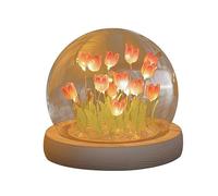 Veilleuse Tulipe, Lampe de LED Tulipe, Veilleuse Boule de Cristal de Fleur, Mini Lampe de Table de Couchage de Fleur de Simulation, pour créer l'ambiance de Votre Chambre, Salon ou Bureau