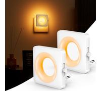 Veilleuses Enfants, lot de 2 Veilleuses Bébé avec Capteur de Crépuscule et Fonction de Dimmage Progressif. Idéale Pour les Chambres, Cuisines, Couloirs, Salles de Bains, Escaliers et Salons(Ambre)