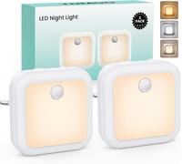 Veilleuses Prise Electrique, [Lot De 2] Veilleuses Detecteur De Mouvement, Veilleuse Led Dimmable, Veilleuse Enfant Avec Capteur De Crépuscule, Pour Chambre, Escalier, Cuisine, Couloir