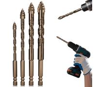 VEINARDYL Lot de 4 forets excentriques en dents de scie pour acier/métal/bois/carreau/brique/verre, foret excentrique dentelé à quatre cannelures - 6/8/10/12 mm