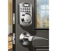 Veise Serrure de porte d'entrée sans vec 2 poignées à levier - Pêne dormant à clavier électronique, verrouillage automatique, serrure de porte numérique à code intelligent facile à installer,