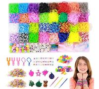 Veiteibe 3600+ Kids Loom Band Set, DIY Loom Band Box, Loop Rubber Set avec 32 Bandes de Caoutchouc de Couleur, Stretch Loom Band Bracelet Crafts for Kids, Gift for Girls