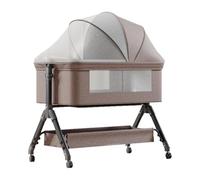 Veitoalioy Cododo Bebe de côté lit bébé, Hauteur Réglable Lit Bébé Réglable, Équipé d'un Grand Panier de Rangement et Table Couche, Berceau pour Bébé Mouvable avec Roues (X3 Khaki)