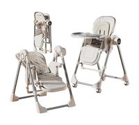 Veitoalioy Mode Repas 2 en 1 et mode Swing, Chaise Haute pour Bébé Chaise de Salle à Manger, Multifonctionnelle Avec Doubles Plateaux et Roulettes Amovibles, Pliable Convertible (8128 White)