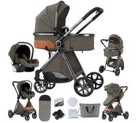 Veitoalioy Poussette 3 en 1, Haute vue Poussette Bebe Pliante, Poussette Poussant Avant Et Arrière En aluminium, Système De Voyage Pour Bébé (V9 Deep Grey)