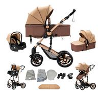 Veitoalioy Poussette combinée 3 en 1, multifonctionnelle, confortable 3 en 1, kit complet, en aluminium, haute paysage, pliable, ensemble (588 Khaki)