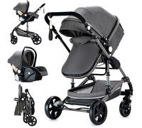 Veitoalioy Poussette combinée 3 en 1, multifonctionnelle, confortable 3 en 1, kit complet, en aluminium, haute paysage, pliable, 739 gris)