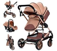 Veitoalioy Poussette combinée 3 en 1, multifonctionnelle confortable 3 en 1, kit complet, en aluminium, haute paysage, pliable, 739 beige