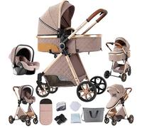 Veitoalioy Poussette combinée 3 en 1, multifonctionnelle, confortable 3 en 1, kit complet, en aluminium, haute paysage, pliable, (V9 kaki)