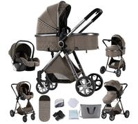 Veitoalioy Poussette combinée 3 en 1, multifonctionnelle, confortable 3 en 1, kit complet, en aluminium, haute paysage, pliable, ensemble (V9 chocolat)