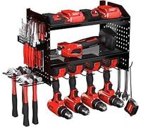 Veitorld Porte-outils mural en métal avec station de charge, support mural, étagère à outils d'atelier pour visseuse sans fil, tournevis, perceuse, batterie, cadeaux pour hommes pour la Saint-Valentin