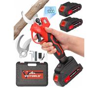 Veitorld Sécateur Électrique Sans Fil 30mm, Brushless, 2 Batteries 2000mAh | Sécateur de Jardin avec Écran LCD, Lame SK5, Coupe-Branches Électrique pour Taille des Branches, Arbres Fruitiers et Vignes