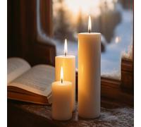 Veiuwa Lot de 3 bougies piliers blanches en vrac, 5,1 x 7,6 cm, 5,1 x 10,2 cm, 5,1 x 15,2 cm, sans coulure, sans fumée, pour centres de table de mariage, décoration d'intérieur, église, ambiance