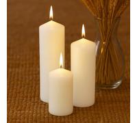 Veiuwa Lot de 3 bougies piliers blanches en vrac, 5,1 x 7,6 cm, 5,1 x 10,2 cm, 5,1 x 15,2 cm, sans coulure, sans fumée, pour centres de table de mariage, décoration d'intérieur, église, ambiance