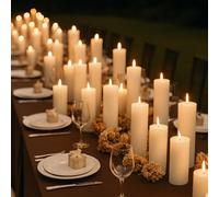 Veiuwa Lot de 36 bougies piliers blanches en vrac, 5 x 7,6 cm, 5 x 15,2 cm, 5 x 20,3 cm - 12 de chaque taille, sans goutte et sans fumée pour centres de table de mariage, décoration d'intérieur