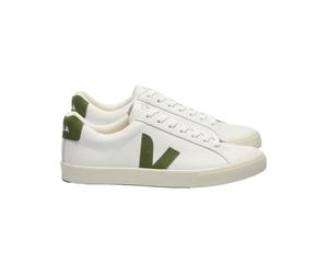 Veja Fair Trade - Chaussures en cuir - Esplar Logo Extra-White Kiwi pour Femme en Coton - Taille 41 - Blanc Blanc 41