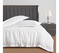VEJESIME Parure de lit 3 pièces avec 1 Housse de Couette et 2 taies d'oreiller, Fermeture éclair 3 côtés pour Un Changement Facile (Queen + 2 taies d'oreiller)