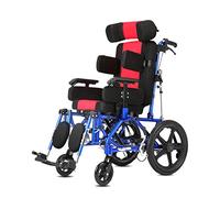 VejiA Fauteuil roulant léger et pliable pour hémiplégie, angle réglable, chariot inclinable à plat avec ceintures de sécurité pour patients atteints de paralysie cérébrale et handicapés (adulte (avec