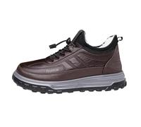 vejtmcc Chaussures d'hiver pour homme - Antidérapantes - Noires - Chaussures de marche en cuir avec fourrure à lacets - Bottes courtes confortables - Chaussures de jogging - Chaussures de travail
