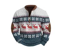 vejtmcc Pull de Noël en tricot pour homme avec fermeture éclair, col montant à manches longues, pull d'hiver design sweat-shirt de Noël, pull de Noël, veste de survêtement chaude pour l'extérieur