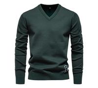 vejtmcc Pull pour homme, col en V, coupe ajustée, en tricot chaud, en maille fine, pull pour homme, pull élégant en tricot à manches longues, sweat-shirt d'hiver pour homme, pull en grosse maille