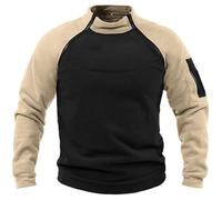 vejtmcc Pull tactique en polaire pour homme - Sans capuche - Veste de combat militaire - Sport - Coupe-vent - Loisirs - Fermeture éclair - Classique - Grandes tailles, kaki, L