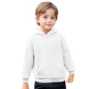 vejtmcc Sweat à capuche pour fille - En polaire - Avec poches à capuche - Chaud - Couleur unie - Sportif - Confortable - Avec poche, Blanc., 7-8 ans