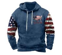 vejtmcc Sweat à capuche pour homme surdimensionné, imprimé drapeau des États-Unis Sweat-shirt à capuche avec capuche imprimé, sweat à capuche basique décontracté pour hommes, cordon de serrage, veste