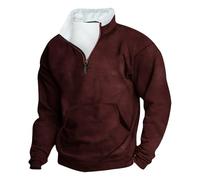 vejtmcc Sweat-shirt à fermeture éclair 1/4 pour homme, col montant, manches longues, avec fermeture éclair, pull à manches longues, sans capuche, décontracté, haut polo, t-shirt d'automne, hiver, pull