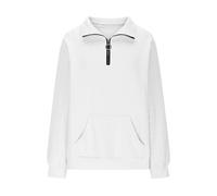 vejtmcc T-shirt à manches longues pour fille - Fermeture éclair 1/4 - Dégradé de couleur - Sweatshirt - Bloc de couleurs - T-shirt classique à manches longues - Coton - Pull à manches longues, Blanc